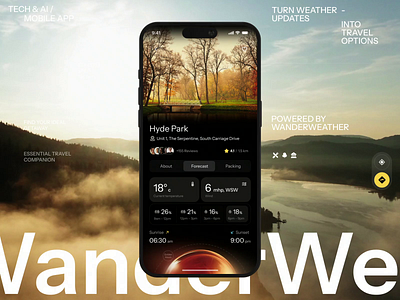 WanderWeather - Weather Mobile App Design ai interface app app interfaces app landing page app login screen core app dashboard dashboard mobile mobile app design mobile app ui mobile dashboard mobile login mobile ui modern app ui travel app travel dashboard weather weather app weather dashboard weather ui