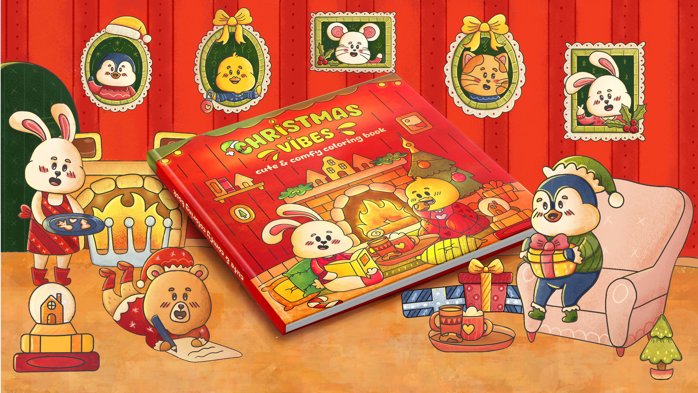 Coloring book | Illustration + line art 2d amazon animals book book illustration cartoon character christmas coloring coloring book comic cover design cozy creative cute drawing illustration illustrator photoshop vector