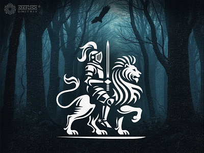 Knight in the Evil Forest branding coat of arms crest logo dark fantasy art fantasy branding heraldic design knight logo legendary logo lion logo logo logo illustration mascot logo medieval logo noble logo powerful emblem strong brand identity warrior emblem