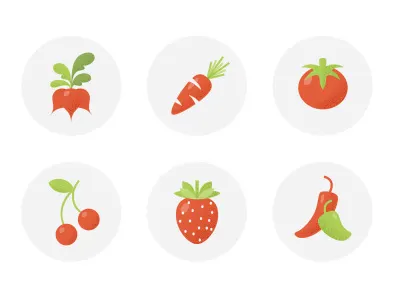 garden carrot cherry fruit icon illustration pepper radish strawberry tomato vegetable