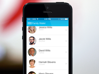 Family Wallet Screen app ios ios7 ui ux screen