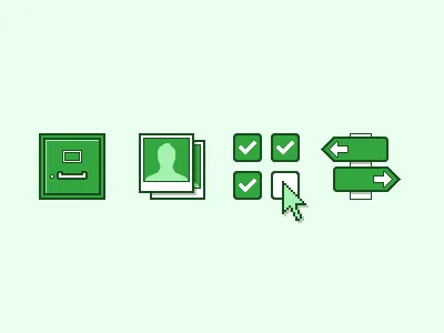 Product icons arrow check fireworks green icons pixels profile sign