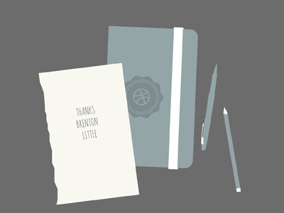 Thanks to Brenton Little! dribbble invite moleskin thanks vector
