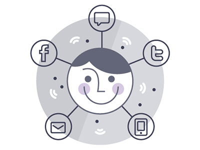 Process Icon: 2. Spread the Word chat face icon illustration message share smile social media