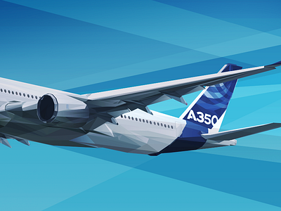 Airbus A350XWB - illustration aircraft digital facet geometric gradient illustration illustrator lowpoly polygon polygonal vector