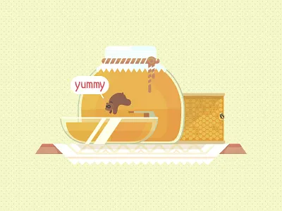 Honey bear bee honey honeycomb illustration