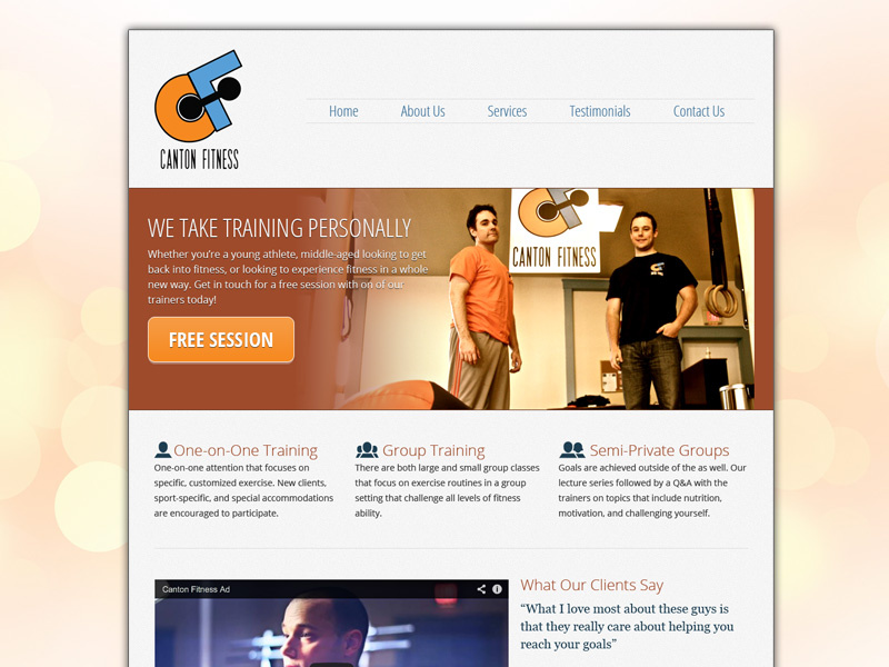 Example of New Canton Fitness Homepage