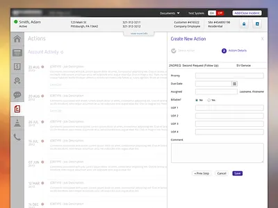 Action admin app application console dashboard interface layout simple timeline ui ux web