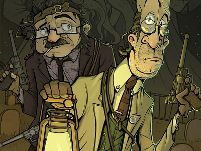 Professor Jasper P. Lillyfoot armstrong dave graveyard green gun horror illustration inspector jasper lantern monster