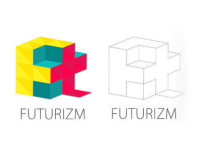 FUTURIZM Logo app branding company design flat future green idea logo logotype purple yellow