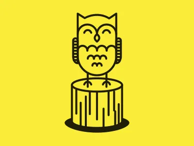 Owl Totem linework log owl reed reed college simple stump