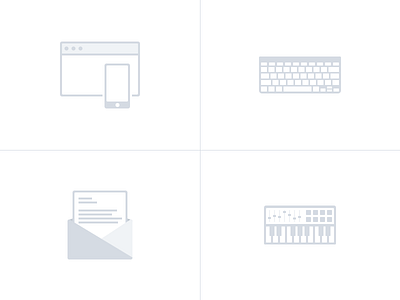 Quick icons for my CV browser envelope flat icons keyboard keys midi keys minimal music phone