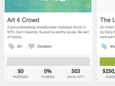 Offering Tile crowdfunding icons interface progressbar ui web design