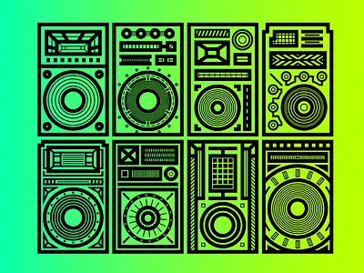 Rejected / Unrejected gear linework music simple speakers