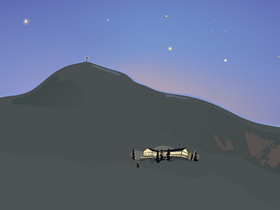 Flagstaff House illustration light mountains stars