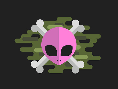 Alien alien bones camo crossbones flat illustration