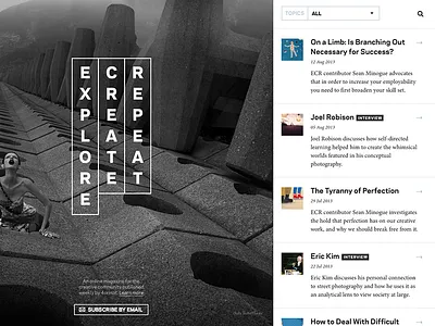 ECR magazine design magazine minimal online responsive ui website white