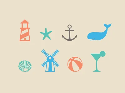 Long Island Beach Icons beach design icons illustration long island ocean sea