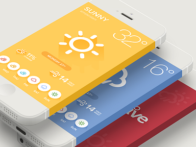 Weather app flat flat design iphone sun weather