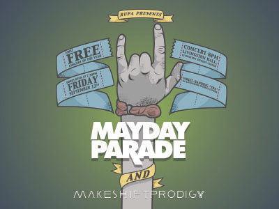 Mayday Parade & Makeshiftprodigy Flyer concert illustration punk routers school show vector