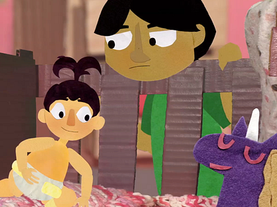 Look at that thing! cardboard cartoon children film illustration paper cutout