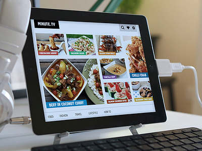 Minute - Flipboard Style Navigation browsing cooking food ios ipad media mobile navigation tablet tv video