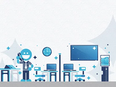 Business dude doing business things illustration laptop office phone tie tv vector watercooler