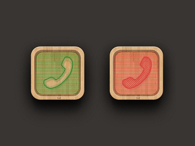 Wood answer call design gui icon phone ui wood