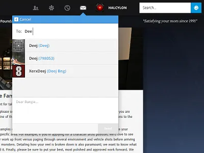 User Search conversation messages ui