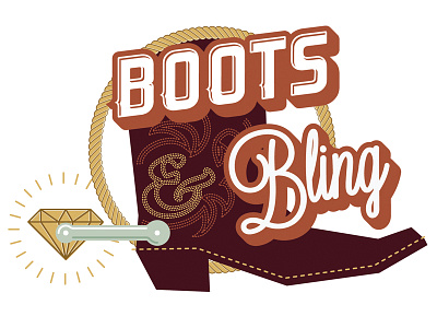 Boots & Bling 2 bling boot diamond icon illustration logo