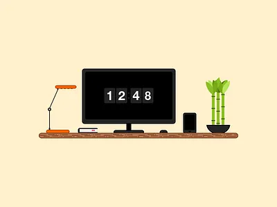 Workspace illustration desk desktop flat illustration workspace