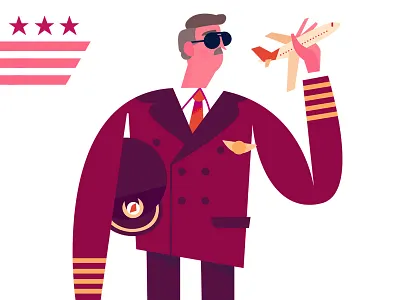 Pilot airline character illustration owen davey pilot plane