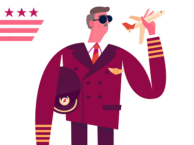 Pilot airline character illustration owen davey pilot plane