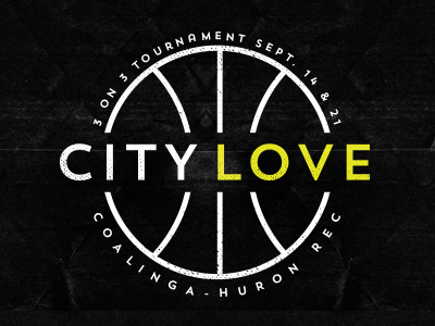 City Love b-ball tourney basketball city clean dribble logo love old school retro sports subtle texture vintage