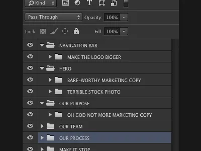 Layers palette — the truth clients hell layers more hell palettes photoshop rebound tools