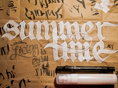 Summertime black letter calligraphy george gershwin hand lettering summertime typography white