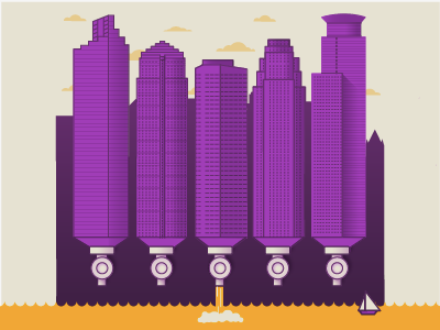 Beer City, MN bar beer building city draft gold illustration purple skyline tap vector