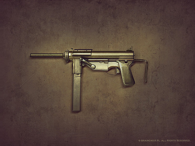 Grease gun (2x) brainchild brainchild.pl concept art game icon game item gun icon icon designer item rafal urbanski rafał urbański weapon