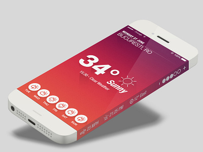Weather App application flat iphone long shadows ui weather weather app