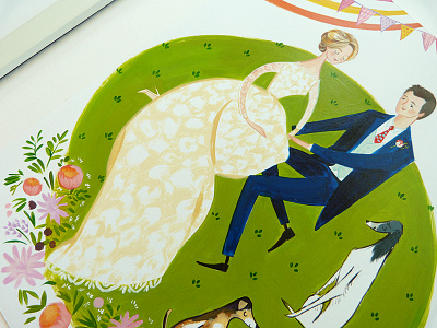 DOGS dogs flowers grass wedding portrait