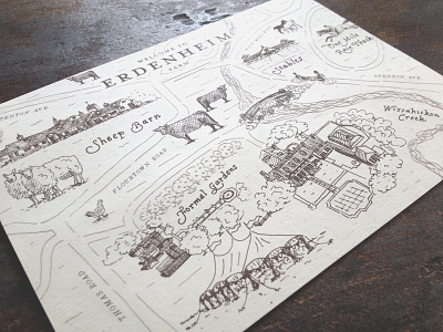 Welcome to Erdenheim cows engraving farm illustration lettering map sheep stationery wedding