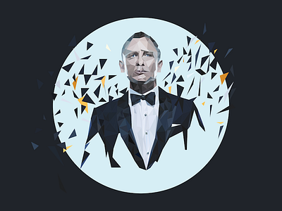 Bond daniel craig illustration james bond red river college skyfall triangles triangulated