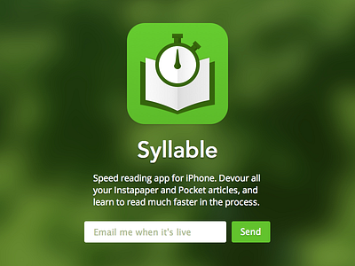 Syllable App Teaser app apple blurr coming soon email ios iphone launch page speed read syllable teaser