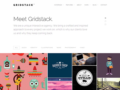 Gridstack WordPress Theme bold flat minimal portfolio responsive theme web design webdesign website