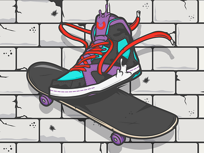 Chaotic Kicks all the pretty colors illustration nathan walker shoes skateboard skating sneakers vector