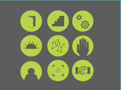 Icons for a Corporate Presentation about buttons circles flat gears green icons minimal