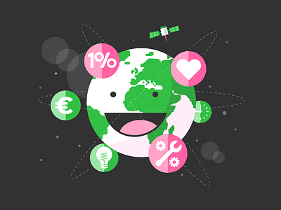 Smile earth icons illustration patswerk smile space vector world