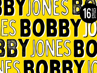 Bobby Jones - 16 Fonts bold font cartoon font comic font cool fonts creative eyecatching font pack fun hand drawn handcrafted handmade handwritten headline font logo font loud playful quirky sans serif texture versatile