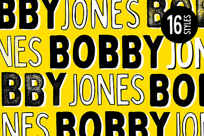 Bobby Jones - 16 Fonts bold font cartoon font comic font cool fonts creative eyecatching font pack fun hand drawn handcrafted handmade handwritten headline font logo font loud playful quirky sans serif texture versatile