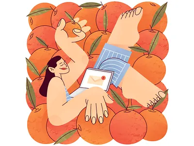 Tangerines character characterdesign flat flat illustration holidays illustration resting tangerine tangerines vector weekend